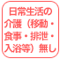 日常生活の介護（移動・食事・排泄・入浴等）無し
